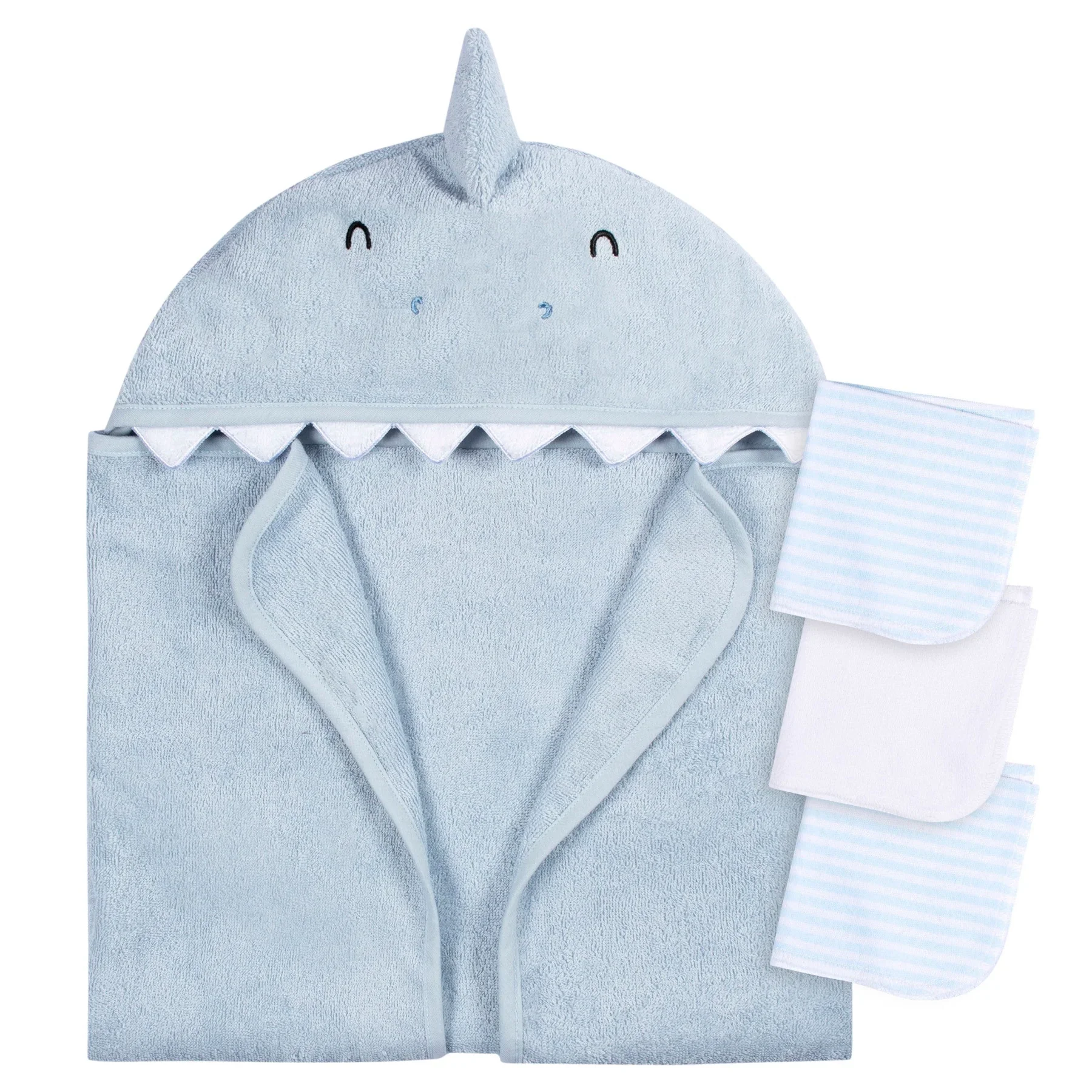Discount maximum 4-Piece Baby Boys Blue Shark Towel & Washcloths Material Size Color  Customize Support  Towel for Baby