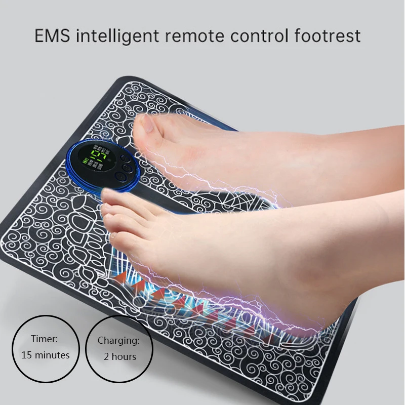 Portable Folding EMS Tens Acupressure Magnetic Insoles Feet Vibrator Massage Pad Muscle Stimulator Foot Massager Mat