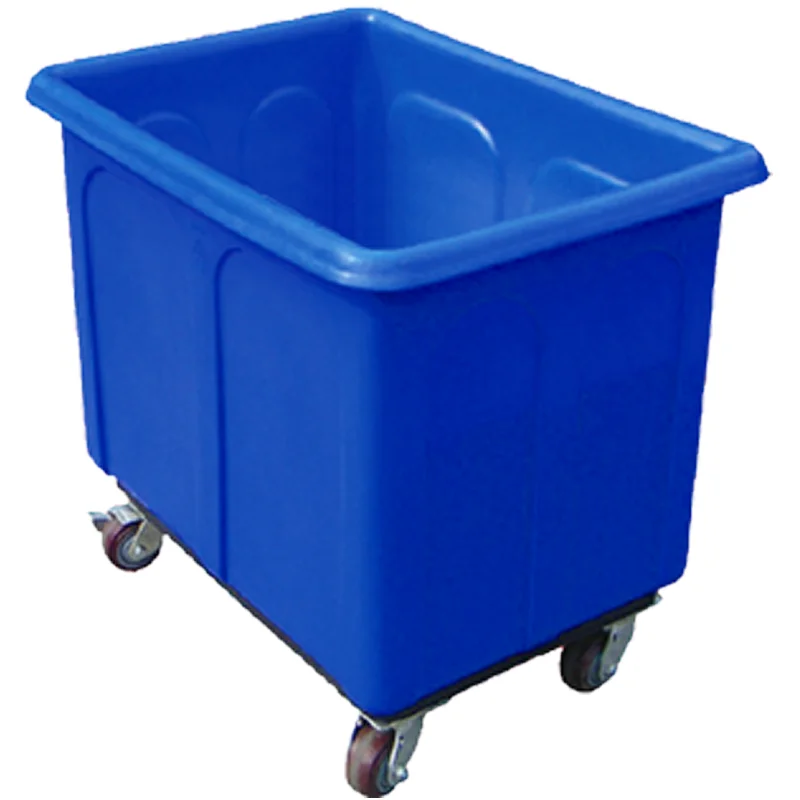 240L HDPE Plastic Wet Laundry Truck Towel Linen Tub Trolley Carts With Wheels