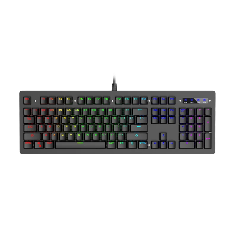 Mechanical Keyboard USB Wired Ergonomic Backlit Mechanical Feel Gaming Keyboard with Aluminium Alloy Panel