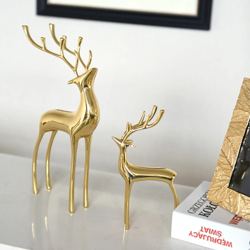 Pure copper deer ornaments light luxury ornaments home accessories brass cabinet porch wine cabinet christmas decorations home