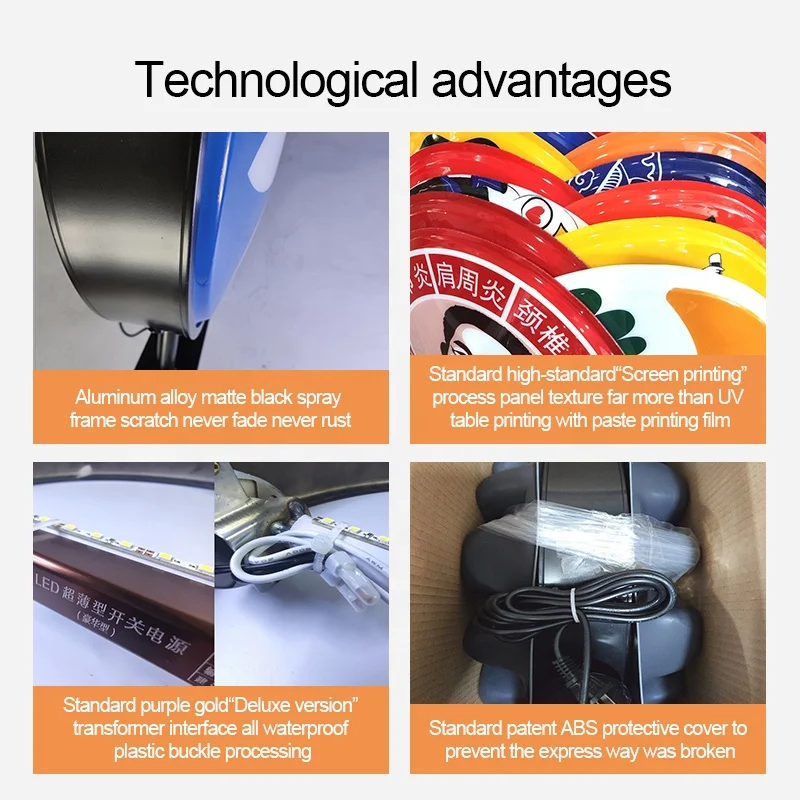 360 Degree Rotating LED Backlight Rotating Light Box Custom PVC Outdoor Advertising Sign with Aluminum Frame