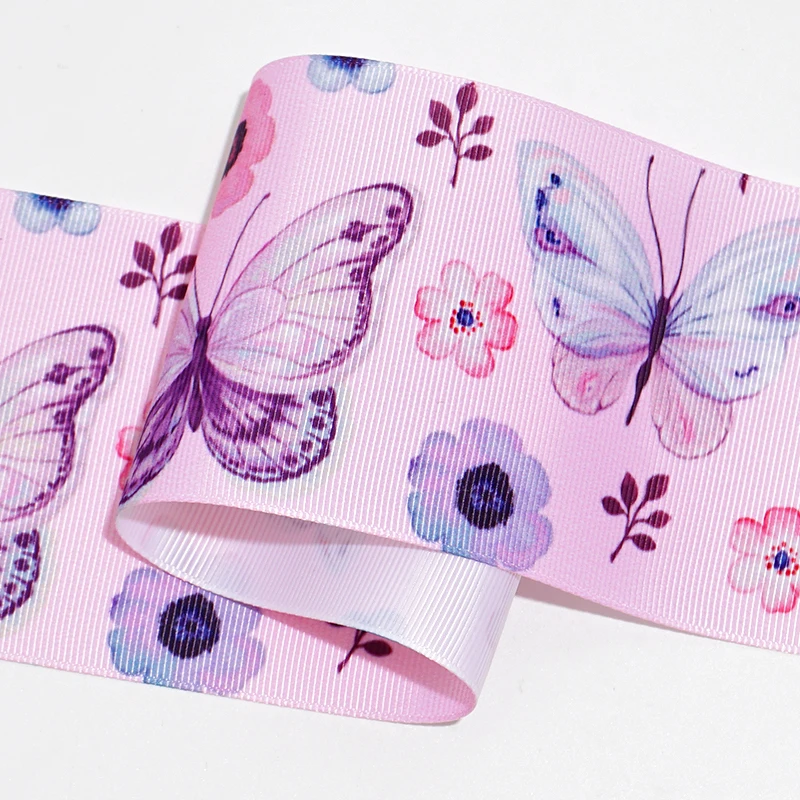 50 Yards 3iinch 75mm  Printed Grosgrain Ribbons For Hair Bows DIY Handmade Materials