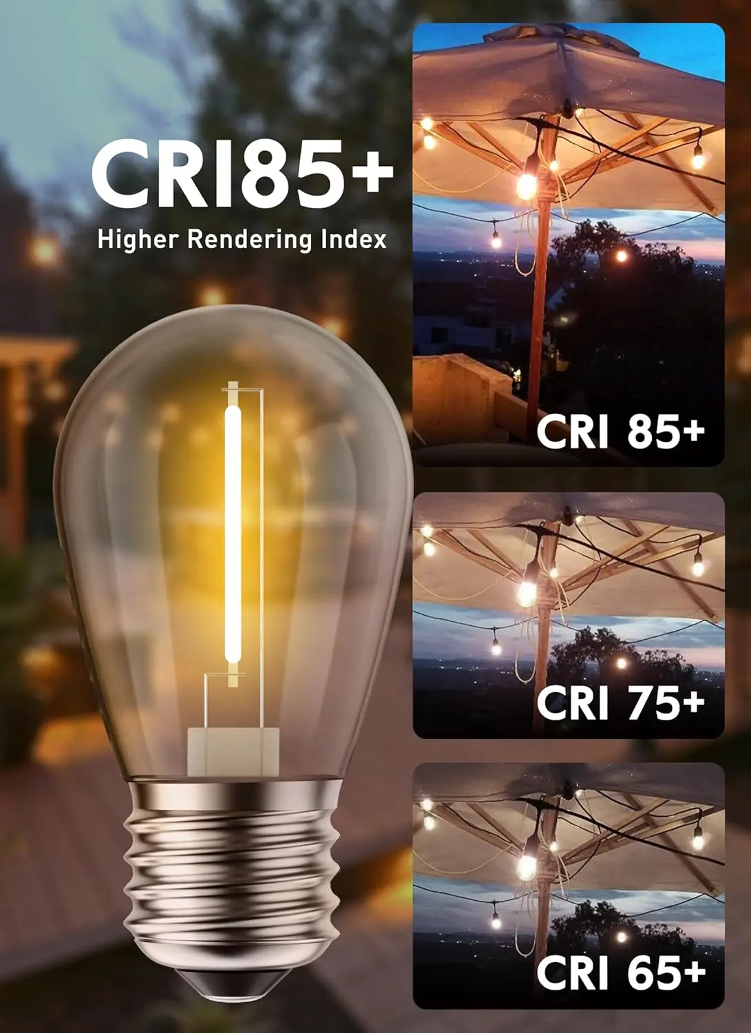 Shatterproof E26 Medium Base Edison Vintage LED S14 Replacement Light Bulbs