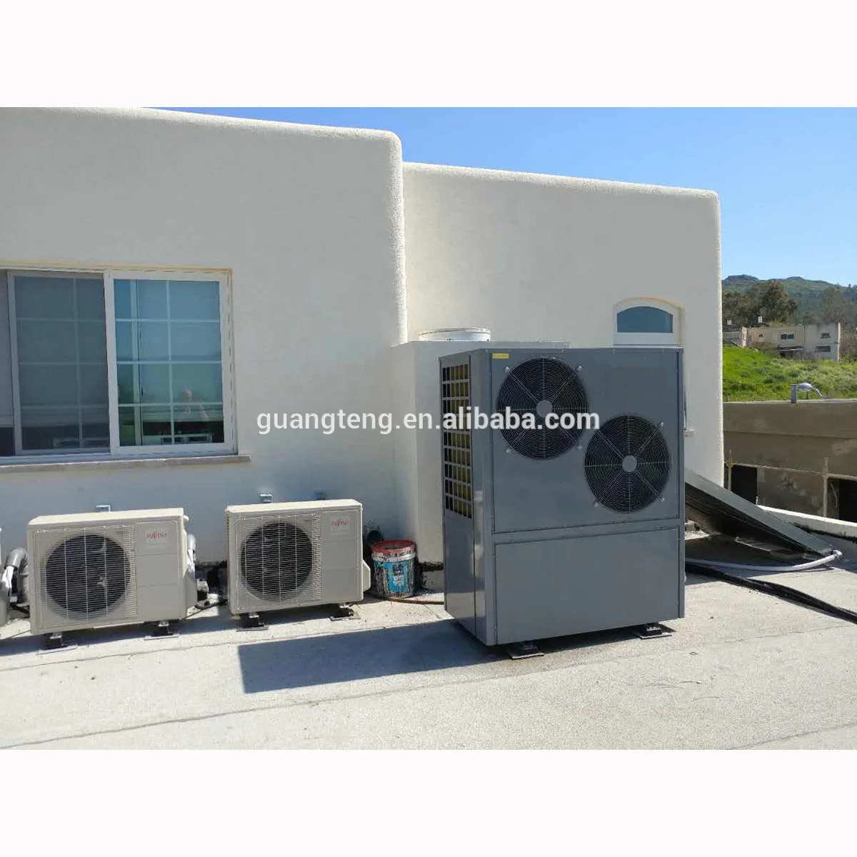 Best price R32 refrigerant dc inverter air source heat pump for room heating, cooling and DHW