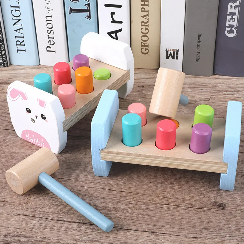 Creative wooden piling station exercise hand-eye coordination educational toys