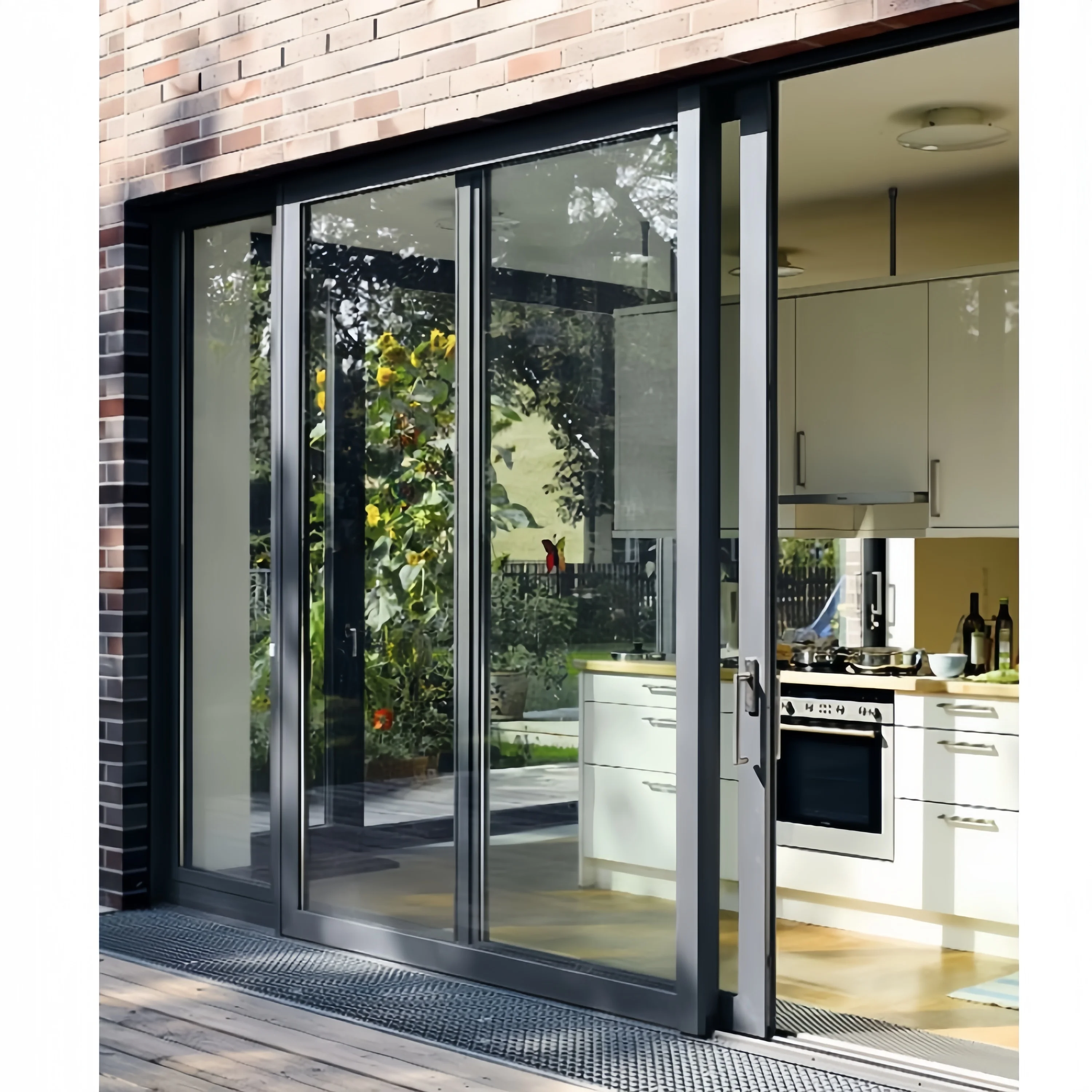customized Aluminium Veranda sliding Door double Tempered Glass Windows And Doors with Rail Sliding Door for sale
