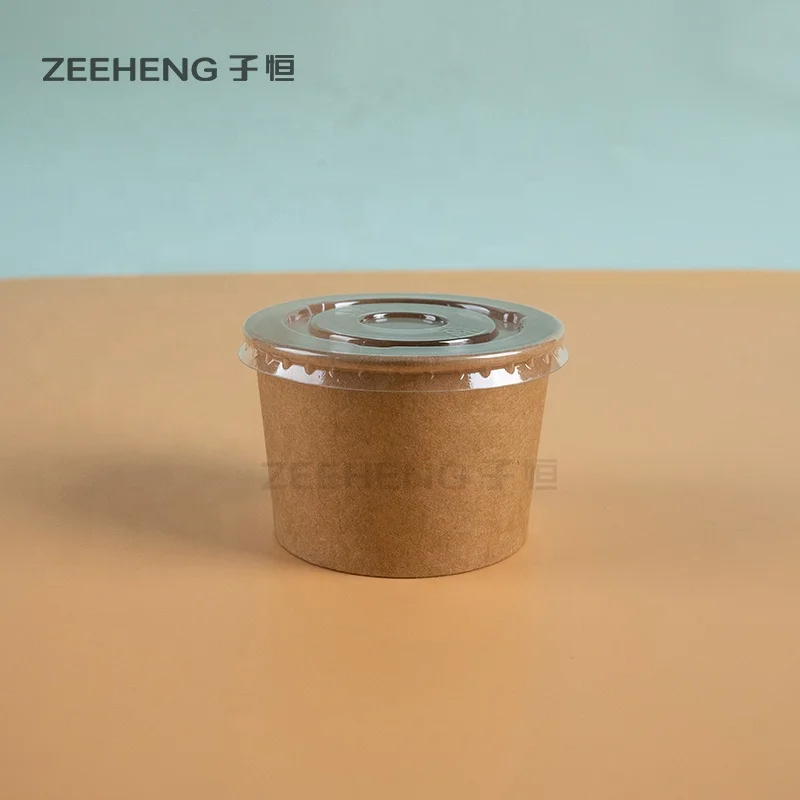 Custom Shaped Biodegradable 32oz Disposable Kraft Paper Sugarcane Bagasse Fruit Paper Salad Packaging Poke Bowl With Lid