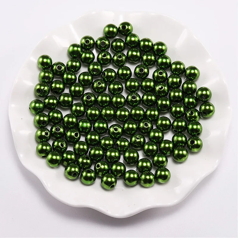 10mm ABS With Hole Venetian Pearl  Multi Color Plastic Round Loose Beads For DIY Garment Jewelry Accessories
