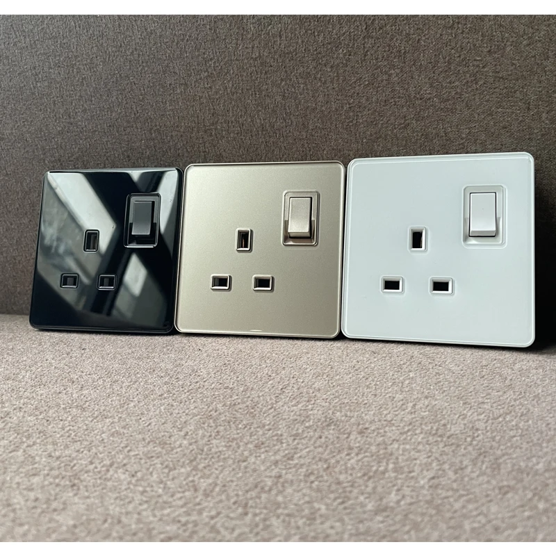 Home luxury wall charging power switch with usb wall outlet, speed switch electrical black glass lamp switch socket button