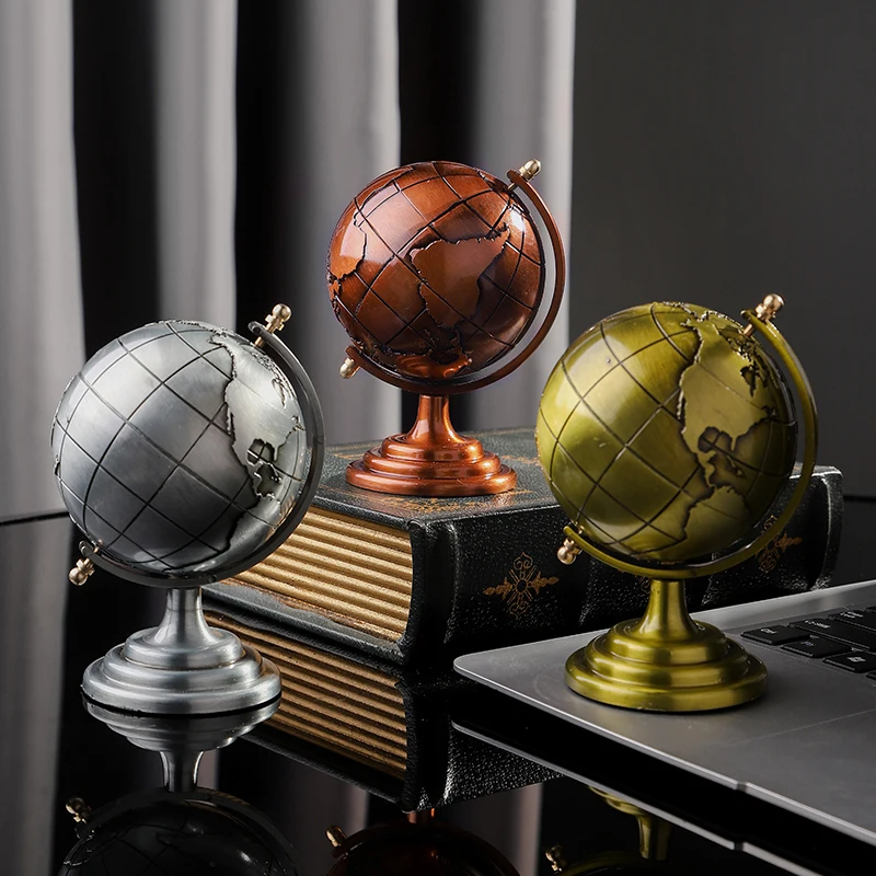 Tik Tok Hot Selling Creative Office Decoration Rotatable Metal Earth globe Art Room Decor Zinc Alloy Globe