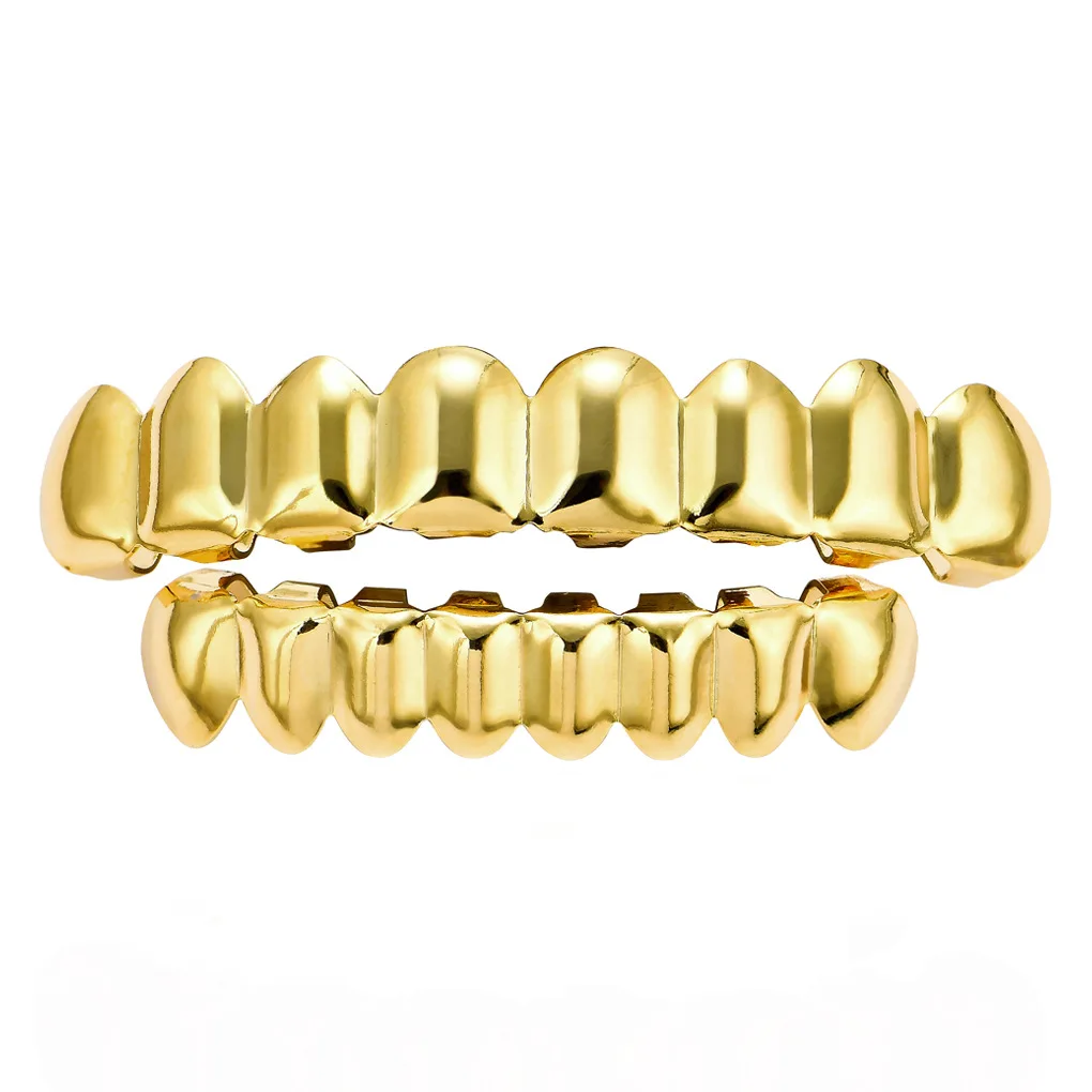 Hiphop 18K Gold Dental Grillz Fashion Light-Up Body Jewelry with Punk Trendy smooth surface Gold&Silver brass Copper Wholesale