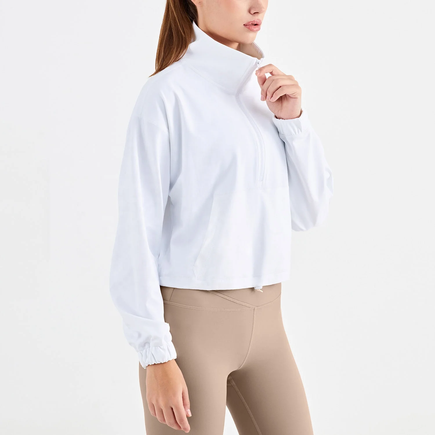 Customize label Women 1/4 zipper leisure sports Nylon spandex jackets woman fitness clothes coat