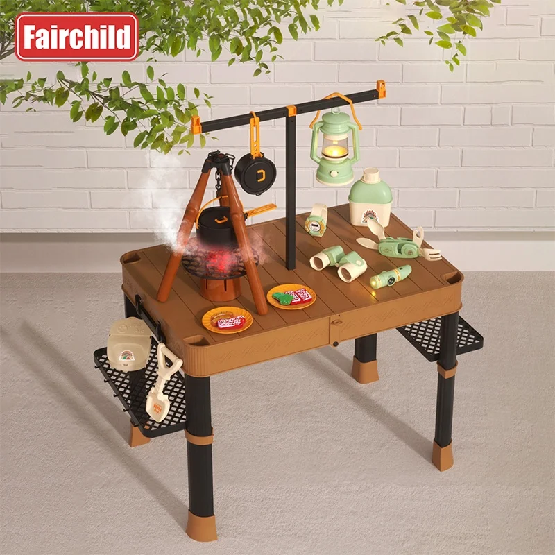 2024 New Amazo n Top Sales Children Pretend Outdoor Toys Camping Toy Simulation Kitchen Toys Storage Box Table Small Carton