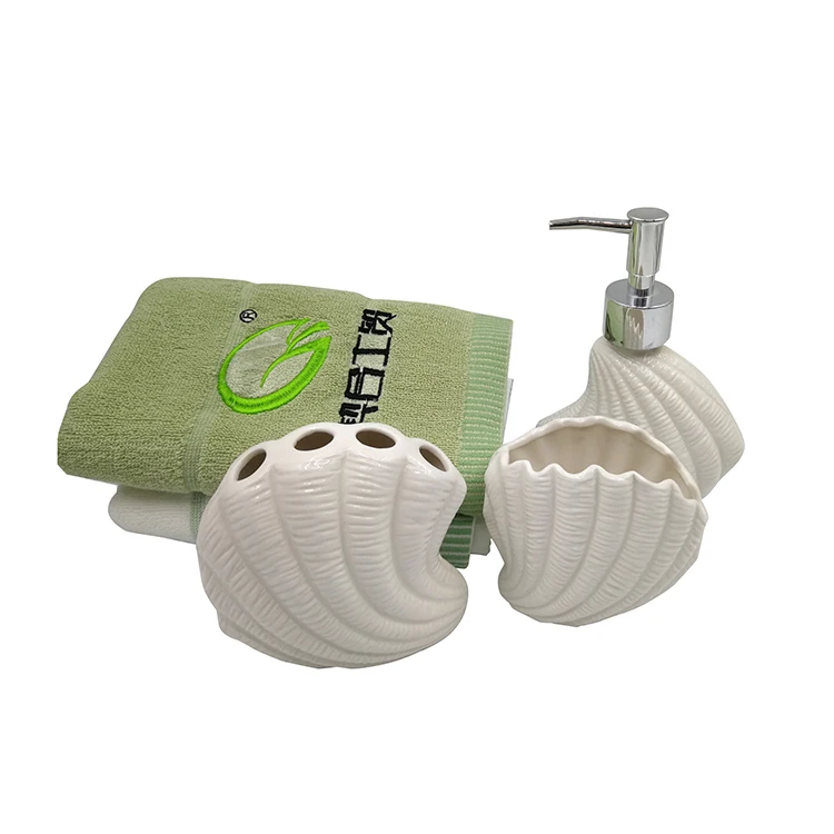 
Home Accessories Bathroom Four-Piece Set White Ceramics Liquid Soap Bathroom Luxury Accessories Set 