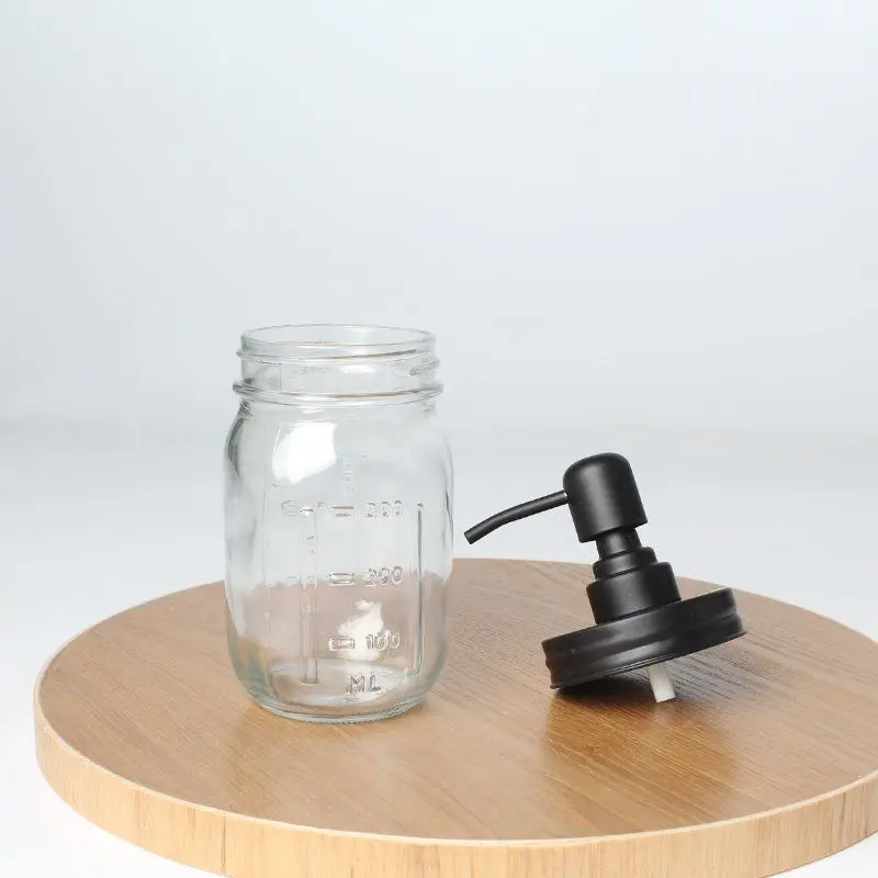 Cross border black rust-proof 304 stainless steel Mason jar lid hand sanitizer pump head emulsion soap dispenser lid