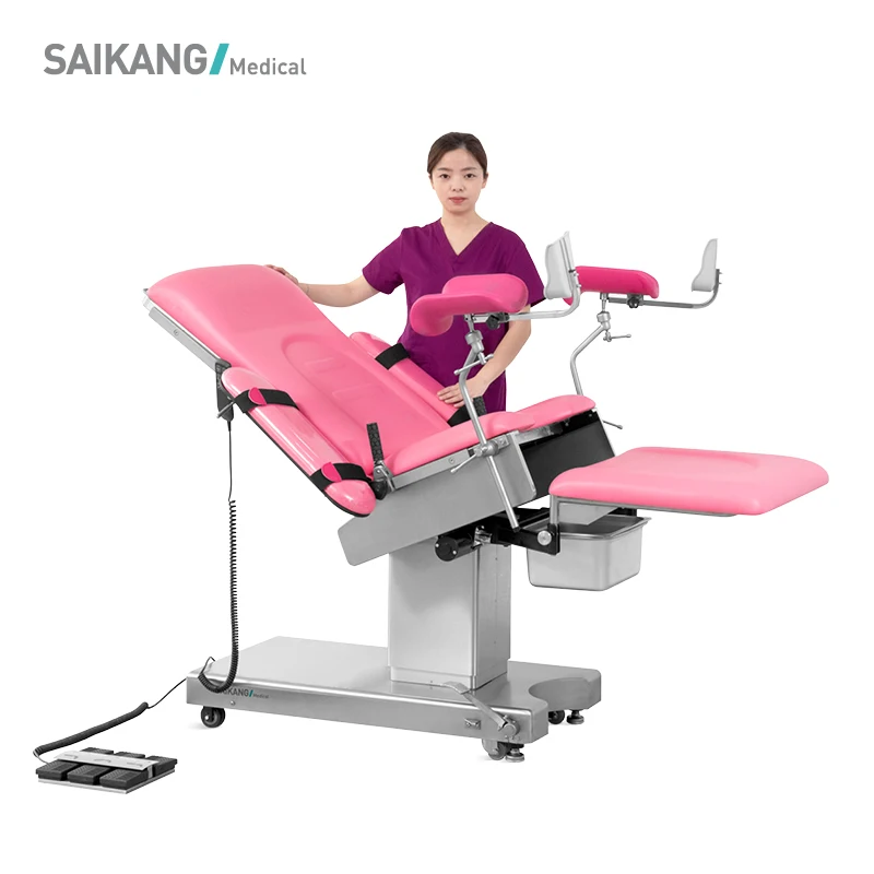 A99-5 Factory Stainless Steel 5 Function Gynaecological Operating Bed Electric Medical Obstetric Delivery Table Supplier