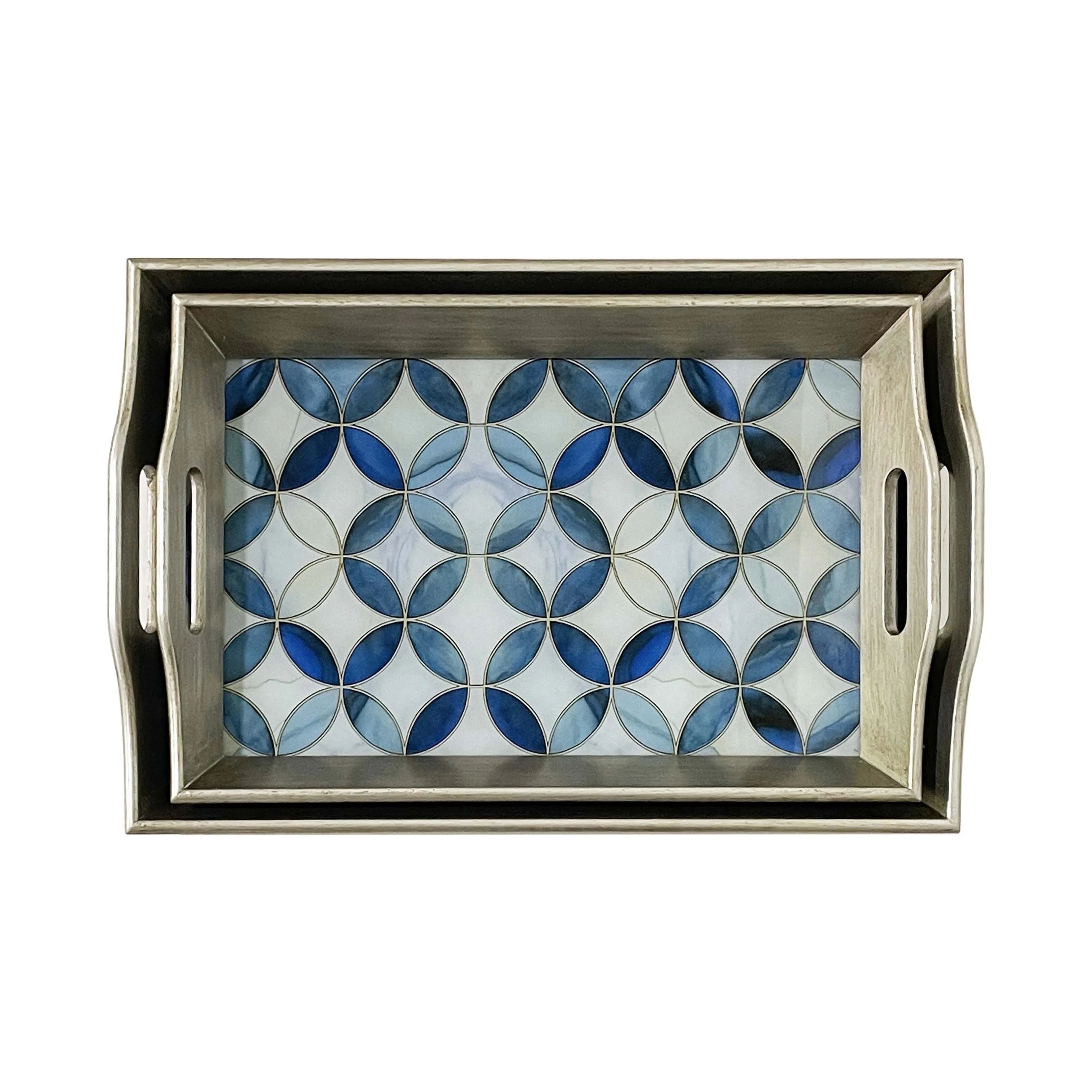 Factory custom Bone Inlay Star Eye Pattern vintage decor Serving Tray