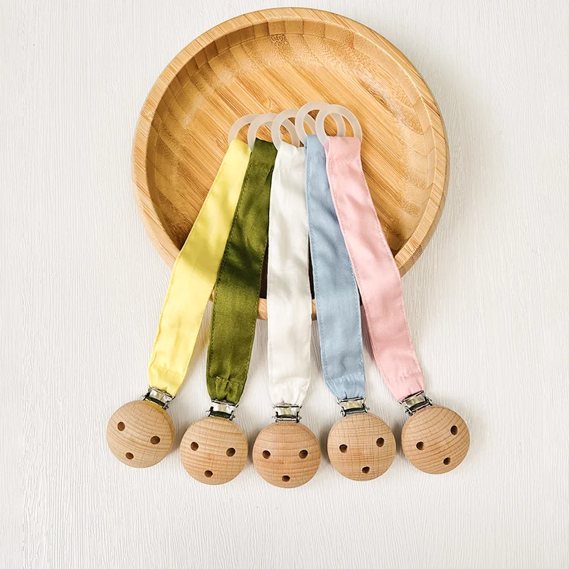 New Design Custom Infant Toy Bamboo Cotton Muslin Musin Popular Pacifier Clip Baby Teether Chain