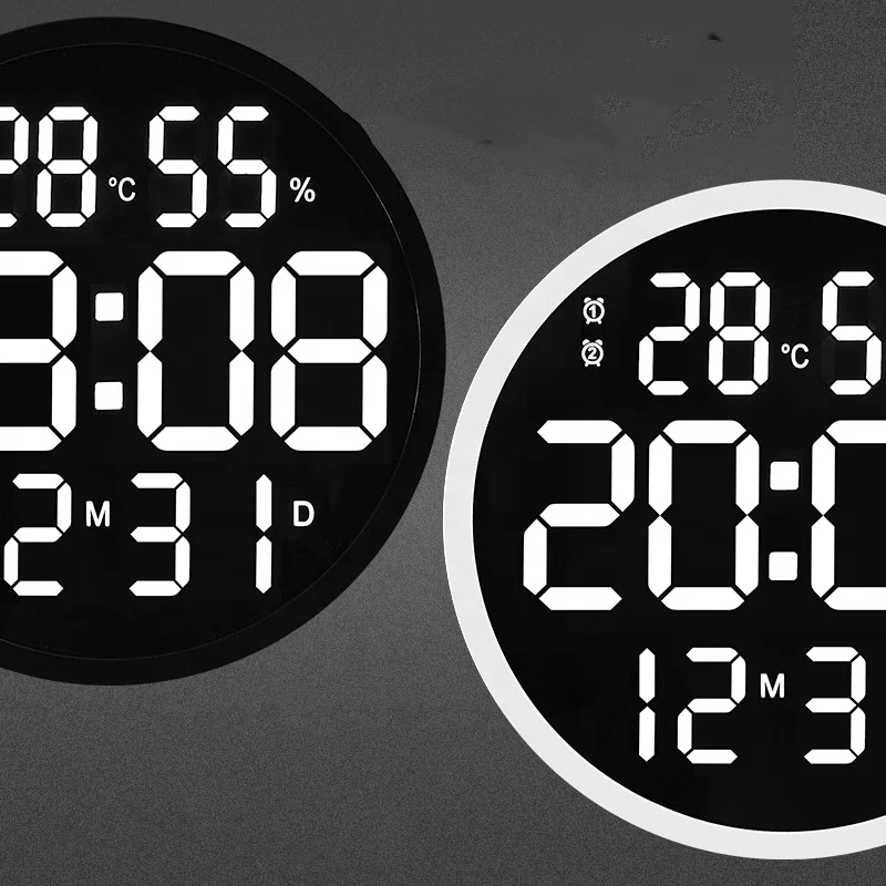 Modern Electronic LED Digital  Clock Wall Temperature & Humidity Creative Clocks Home Decor Clock Wall