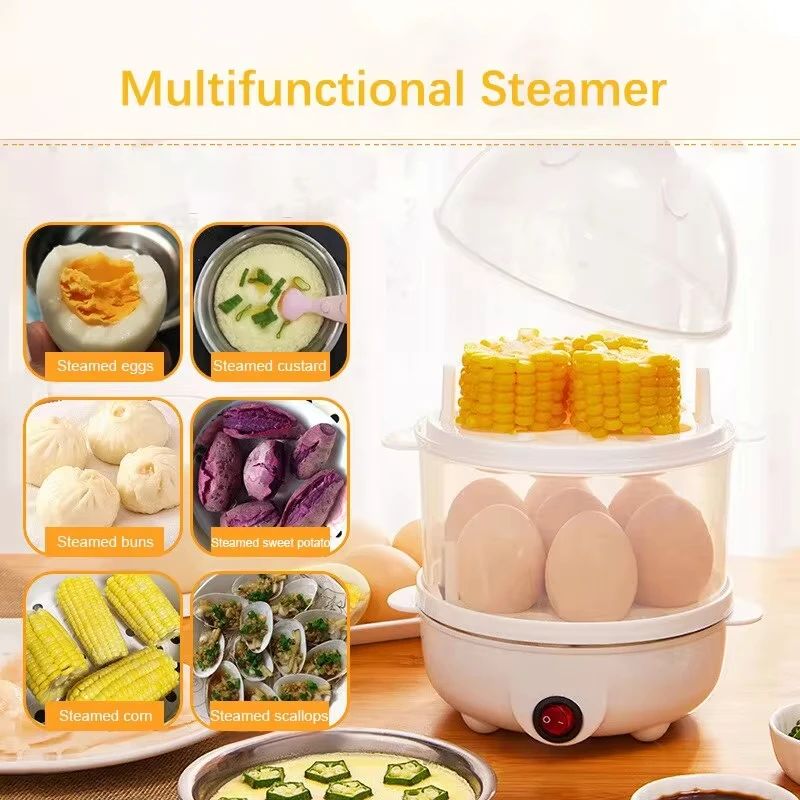 Egg Cooker Automatic Power Off Home 7 Eggs Multi-Functional Steamed Egg Boiled Machine Cooking Breakfast Machine
