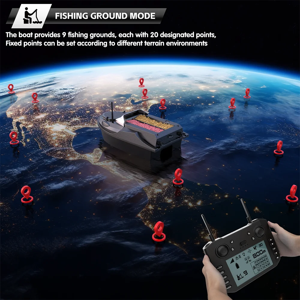V080 2025 New 800M 3KG 180 GPS Point Auto Return GPS Sonar Fish Finder 12V High Speed Carp Fishing Bait Boat with Releasing Hook