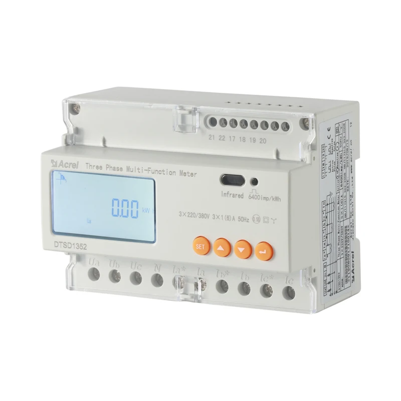 Acrel DTSD1352 Bidirectional Kwh 3 Phase Smart Meter Energy Monitor Power Quality Analyzer Rs485 Modbus-RTU Optional for Solar
