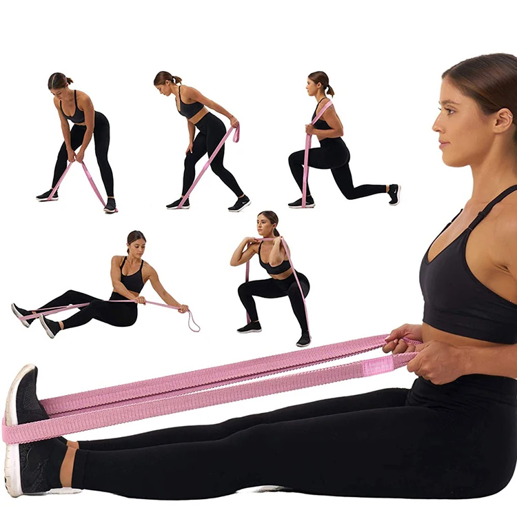 Custom Logo Gym Exercise Loop Cotton Fabric Pull Up Assist Long Resistance Bands Set