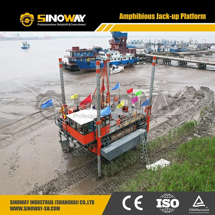Modular Jack Up Pontoon Platform Self elevating platform with Amphibious tracks for sale