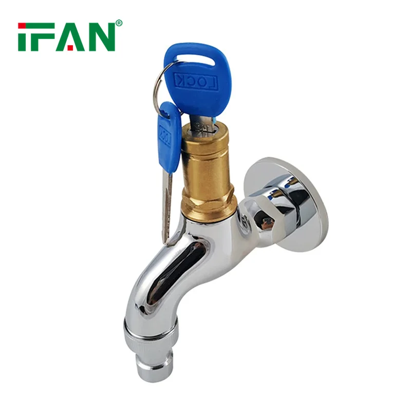 IFAN Anti-Theft Water Pipe Outdoor Garden Taps 1/2 Inch Brass Stainless Steel Faucets Bibcock With Lock