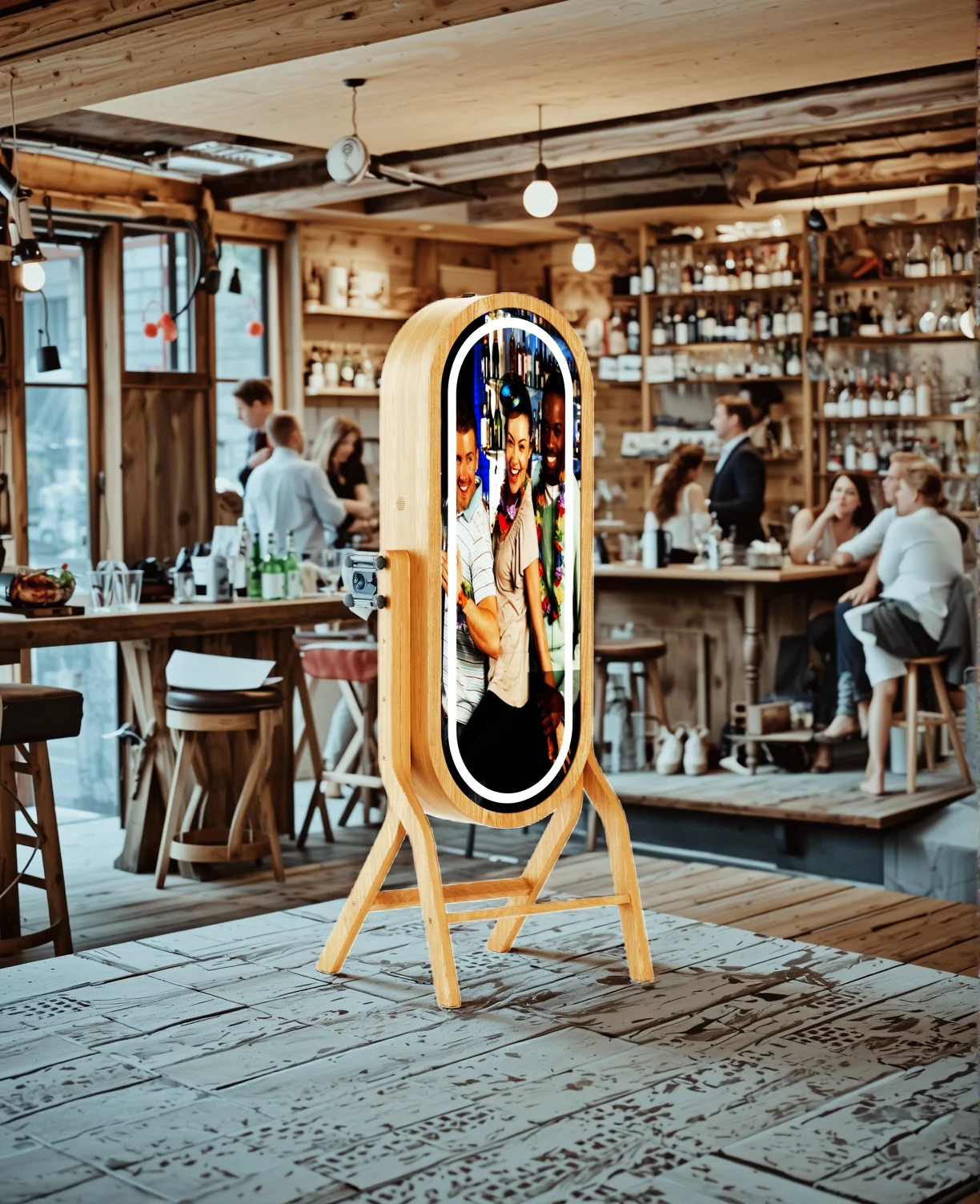 2025 New Oak Events Party Photo Kiosk Wood Mirror Photo Booth Shell With Sublimation Printer and DSLR Camera