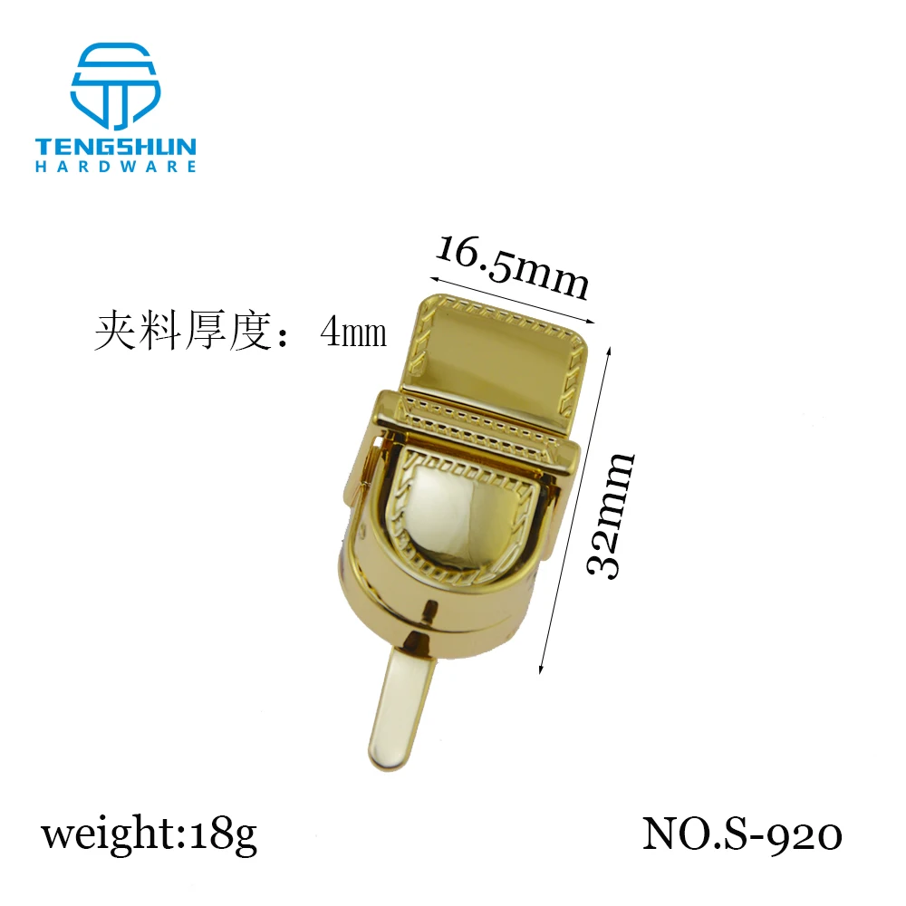 Wholesale Custom Metal Turn Lock for Handbags Zinc Alloy Bag Accessories Metal Locks square Turn Locks for Purse