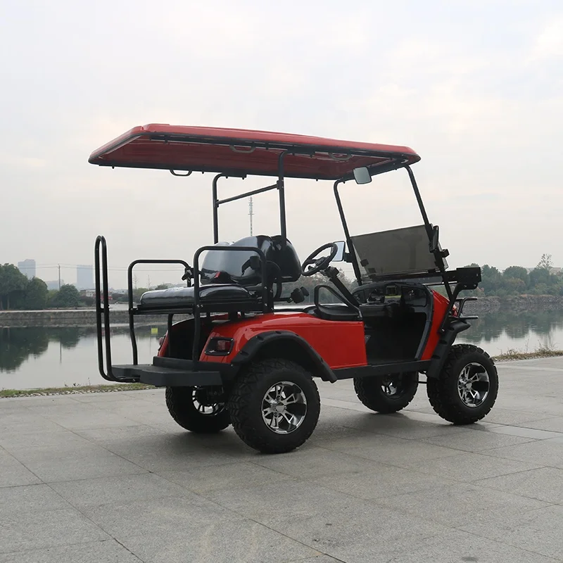 Professional off road 4 seater red electric golf cart with CE certification
