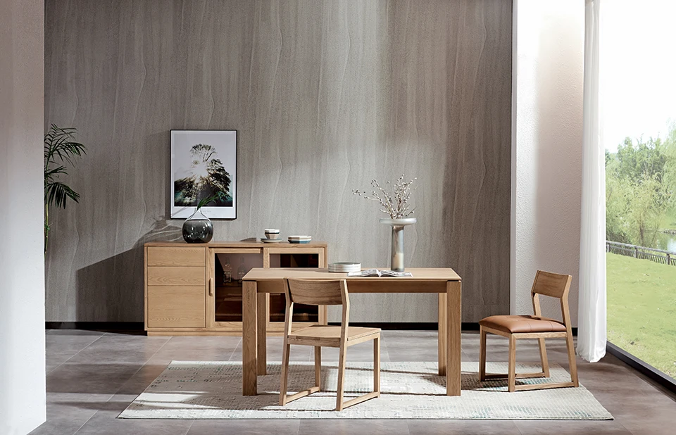 Solid ash wood frame dining chairs Natural Wood Leather Seat Cushion Hardwood Frame For dining room coffee shop restaurant