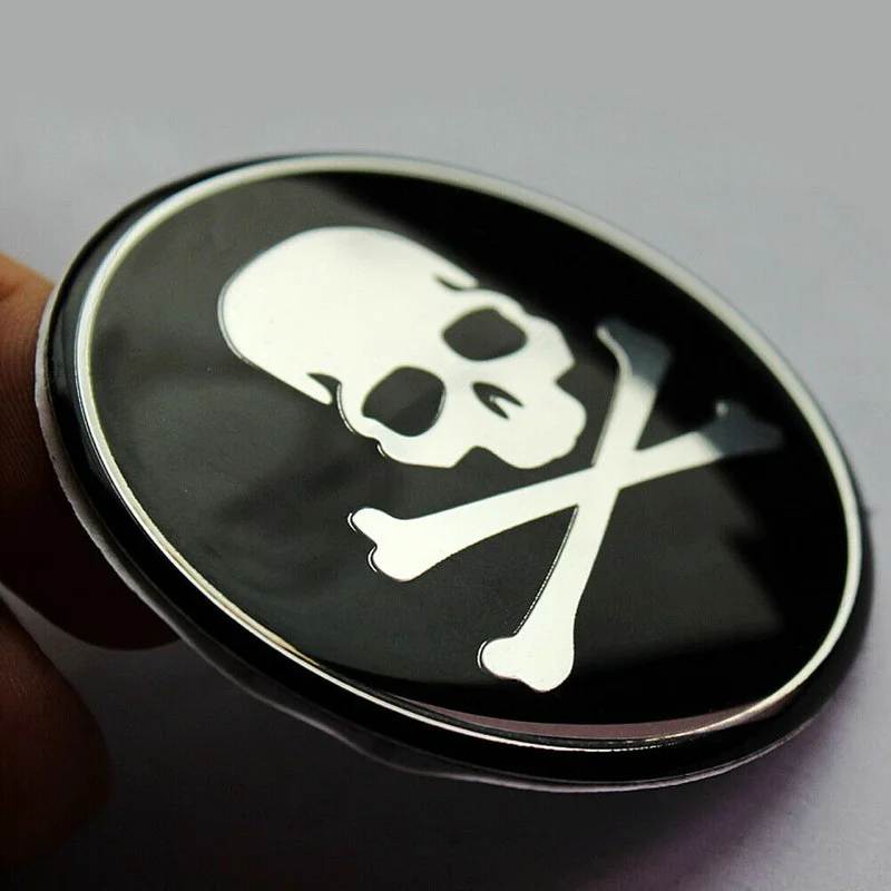 Black Car Wheel Hub Center Cover Cross Bone Skull Logo Decal Sticker 56.5mm For Vehicle SUV Pickup