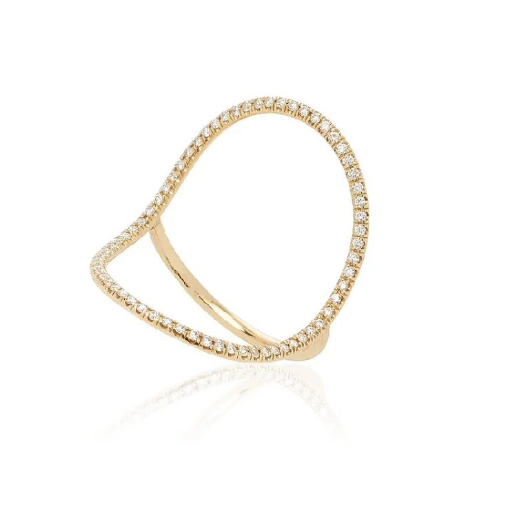 Fashion sterling silver gold plated curve big circle index finger rings