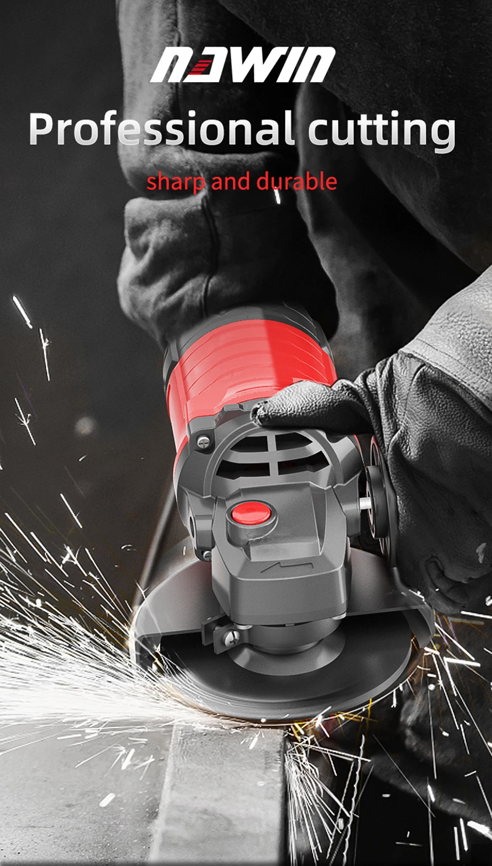 Nawin cordless angle grinder brushless motor 100 mm 125 mm metal grinding portable