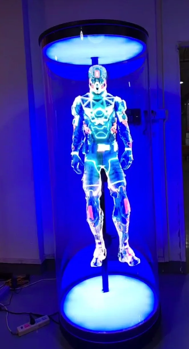 3D Holographic Projector Cylindrical Human Splicing Solution 1X3 Hologram Fan Holographic 3D Fan