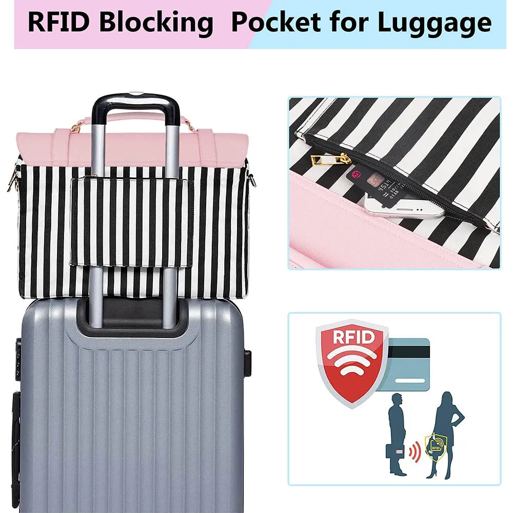 Custom Pink Ladies Slim Notebook Briefcase OEM Lightweight Laptop Sleeve Bag Women Laptop Bag with Rfid Pocket