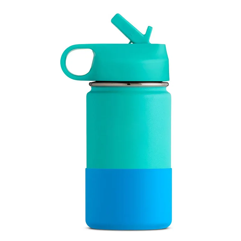 Детская Изолированная бутылка для воды 12 унций, двойная стенка, нержавеющая сталь, экологически чистая детская бутылка для воды с соломинкой, детская бутылка для воды