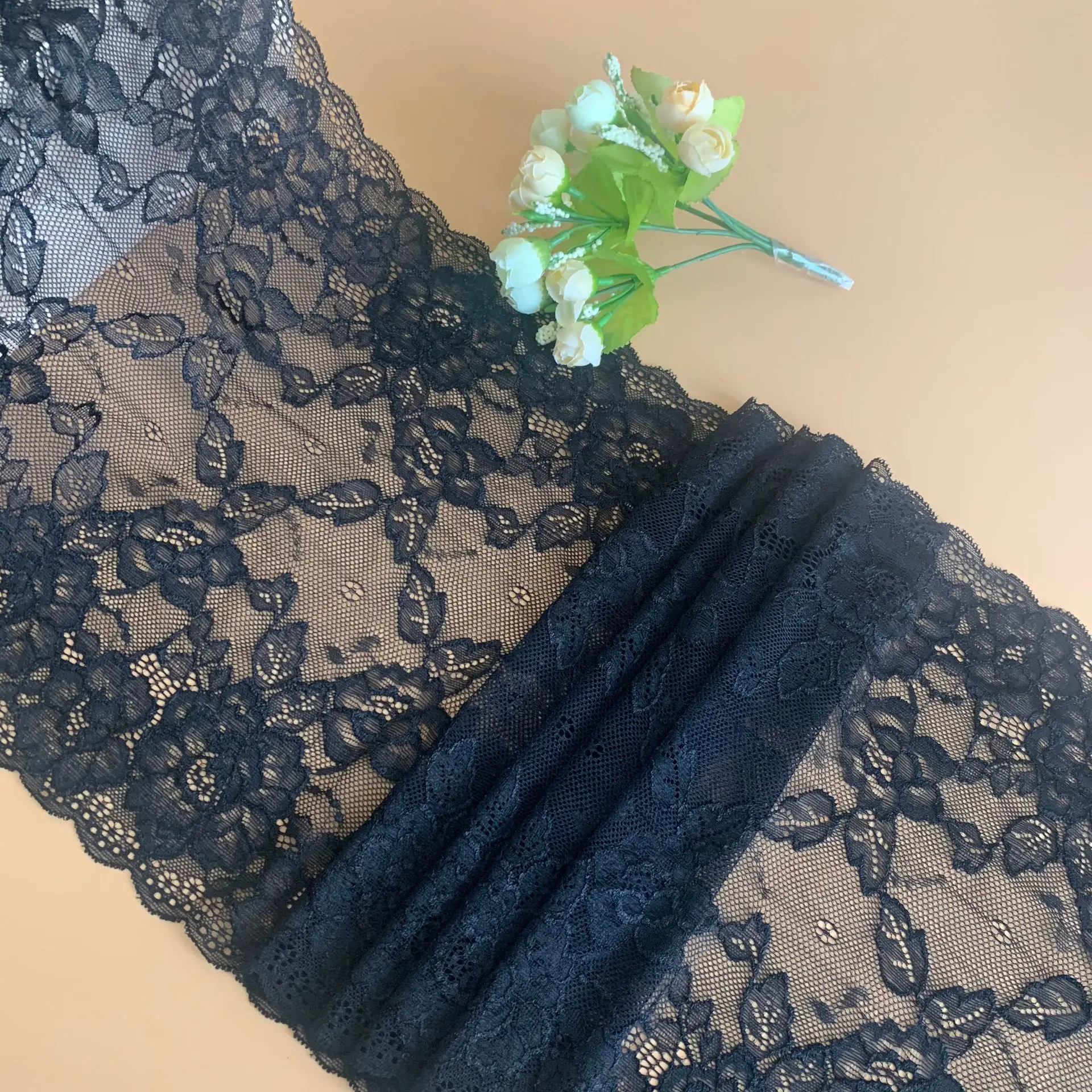 30cm wholesale Soft Elastic lace trim Spandex /Nylon Jacquard lycra  lace for lingerie