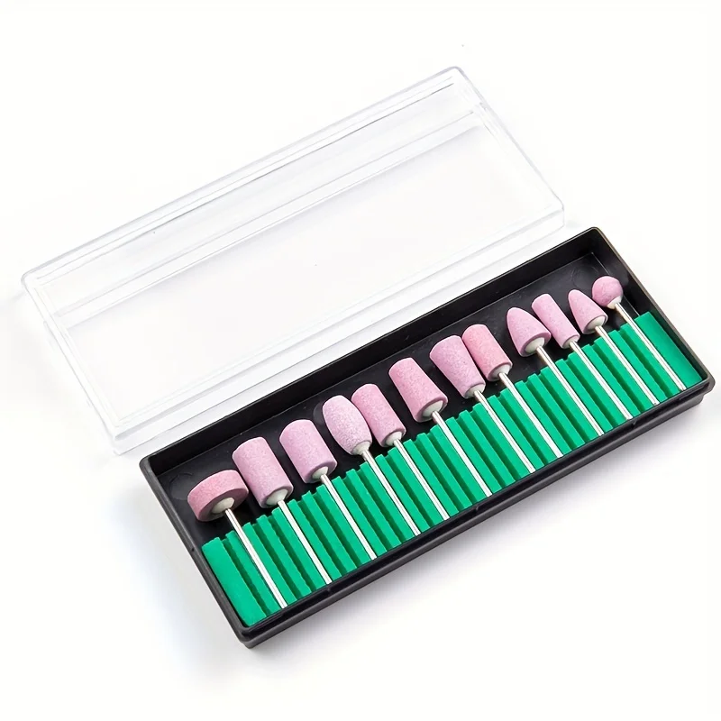 12pcs Nail polish head Cartridge Rolls Set Abrasive Mounted Stone Wheel Head for Rotary Tools & Sander Grinding Stone Tools