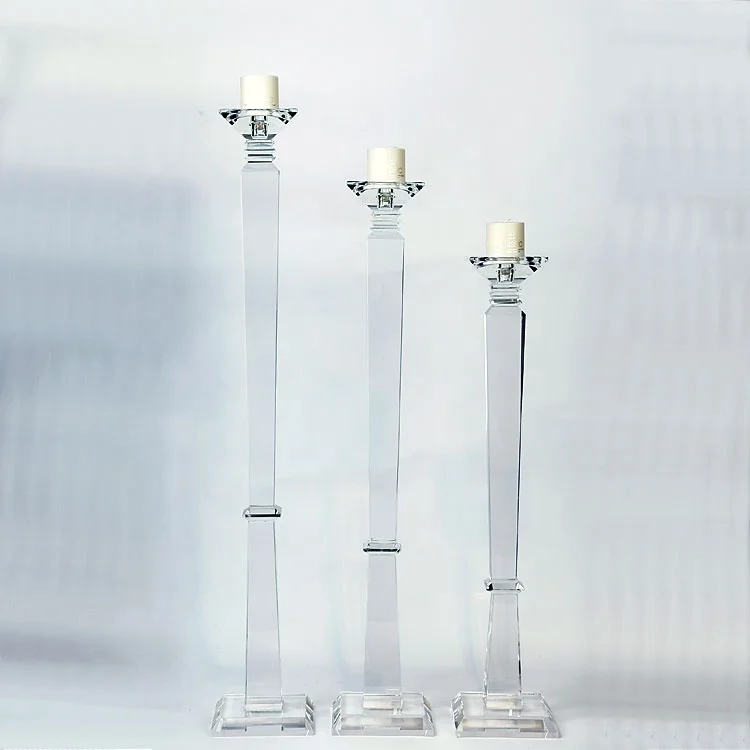 Wholesale Factory Large Wedding candlestick crystal pillar candelabra glass candle holder table decoration centerpieces on sale