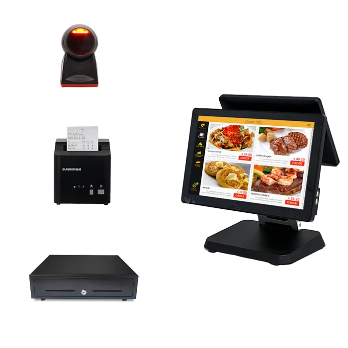 Touchscreen windows11 Foldable Pos terminal desktop 15.6' cash register smart restaurant ordering with NFC WIFI Pos systems
