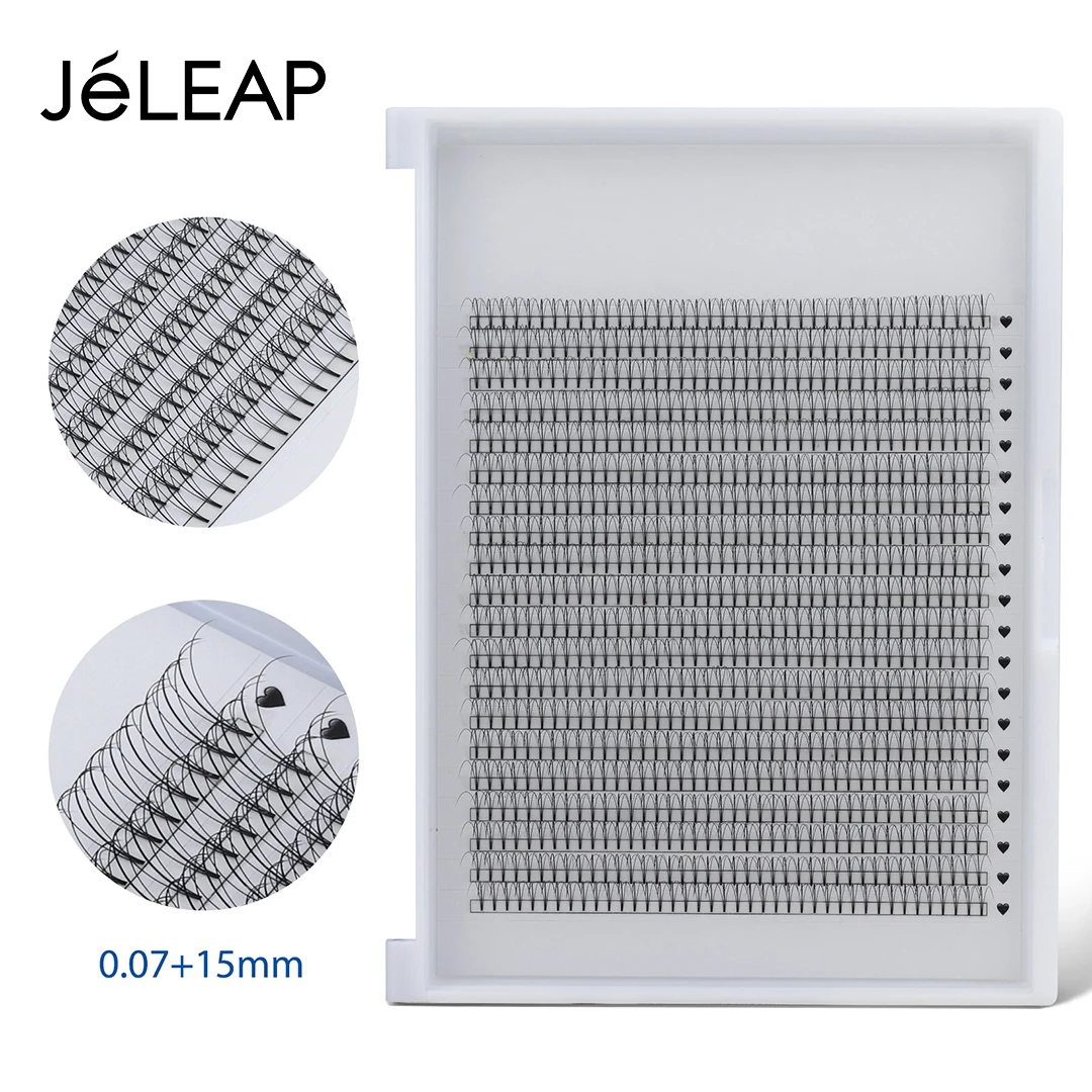 Korea PBT Fiber Matte Black Soft Ellipse Lash Extension 0.07 D 12mm Big Tray 3D Flat Hybrid Short Stem Premade Fan Lashes