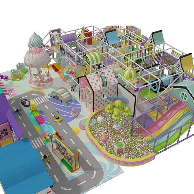 Candy theme kids amusement equipment game soft indoor play equipment kids large indoor playground with slide amusement park