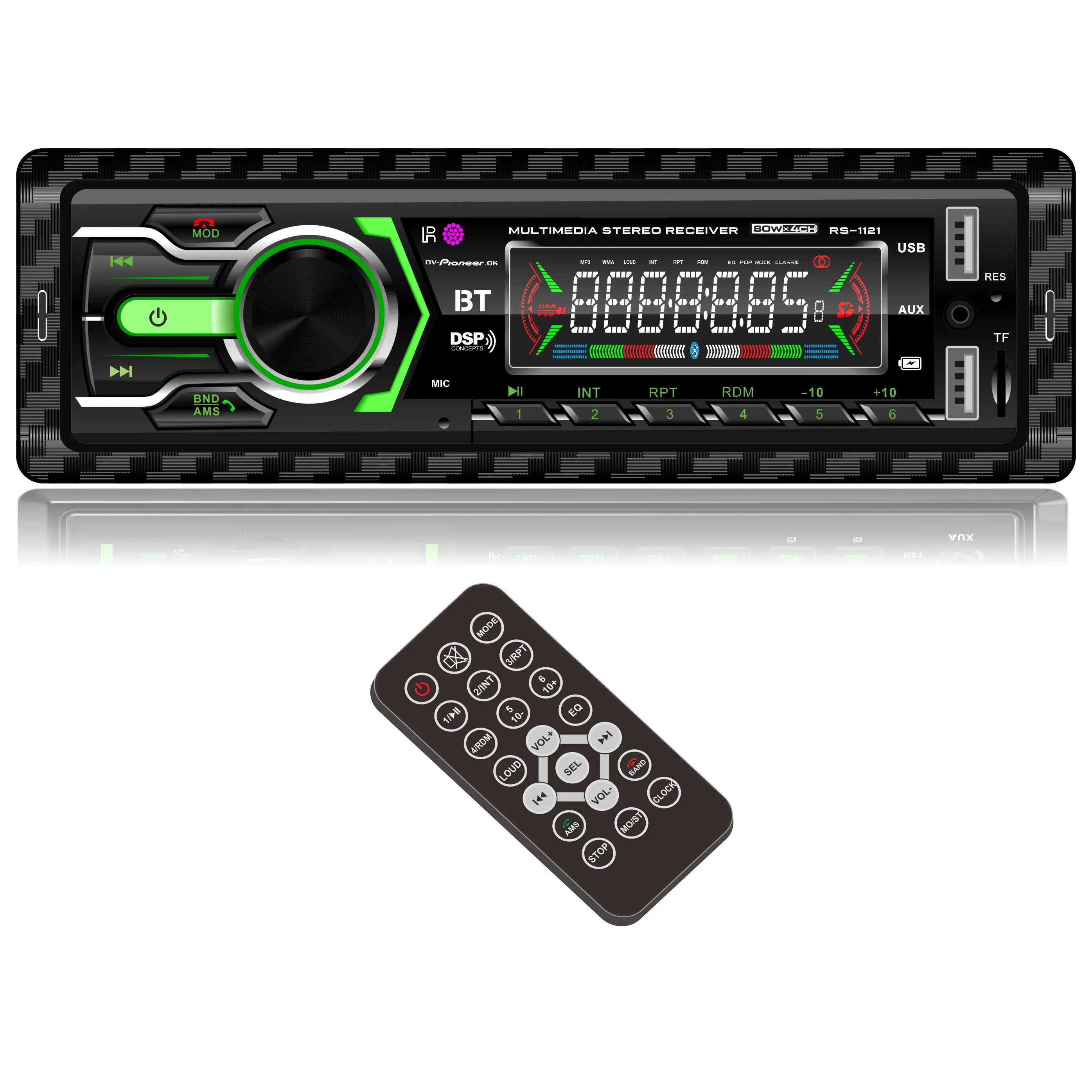 Pioneer.ok Single Din Car FM MP3 Bluetooths Player RS-1121