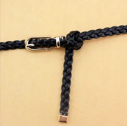 Лидер продаж на Amazon, черный цвет, основной заводской продукт, эластичный женский Плетеный ремень из искусственной кожи