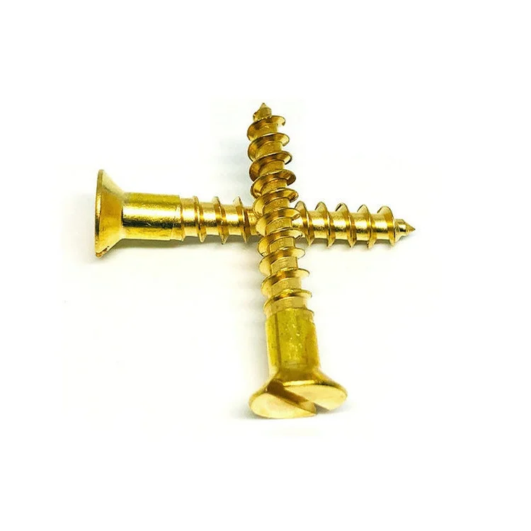 M3*10 Flat head slotted brass wood screws