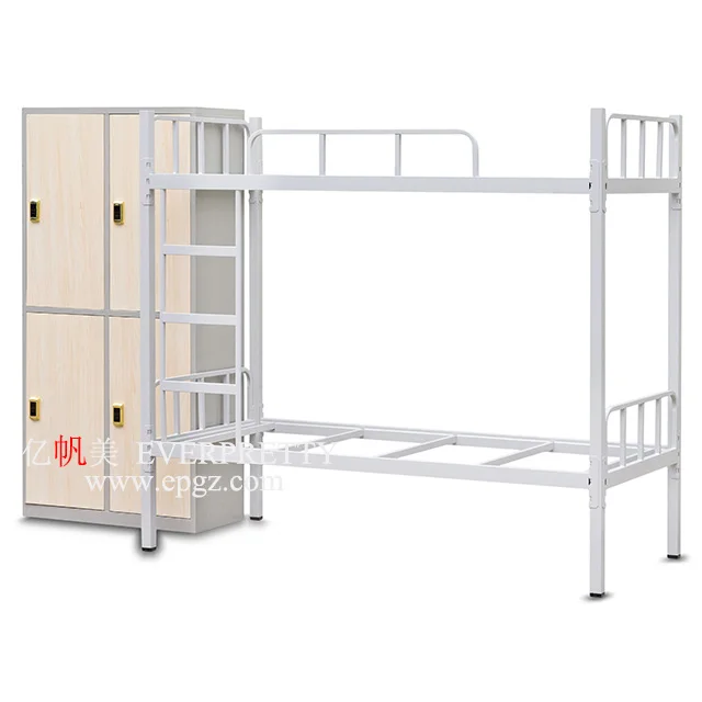 Good Quality School Dormitory Furniture Set 4-people Wardrobe Metal Frame Double Bunk Bed for Student